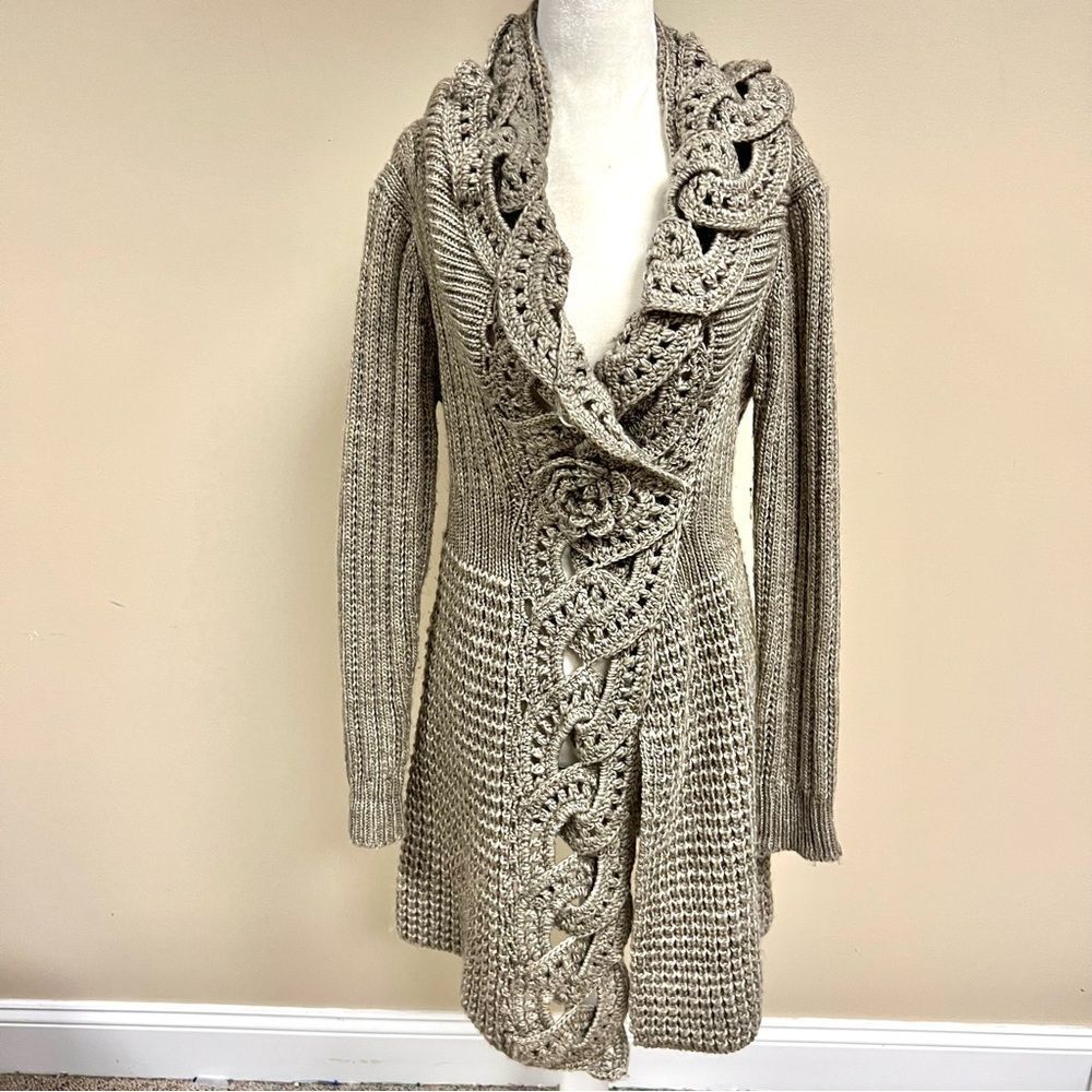 John Fashion Beige Knit duster Sweater L